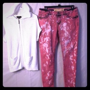 Hydraulic Pink/white Splashed Jeans w/FREE Hoodie!